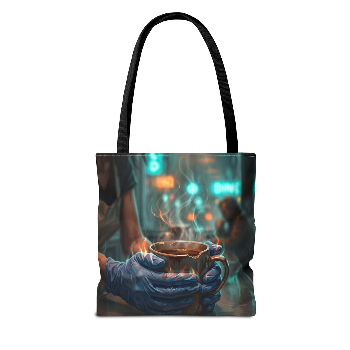 Cold Hands Warm Cup Tote Bag - Cozy Noir Diner Book Bag