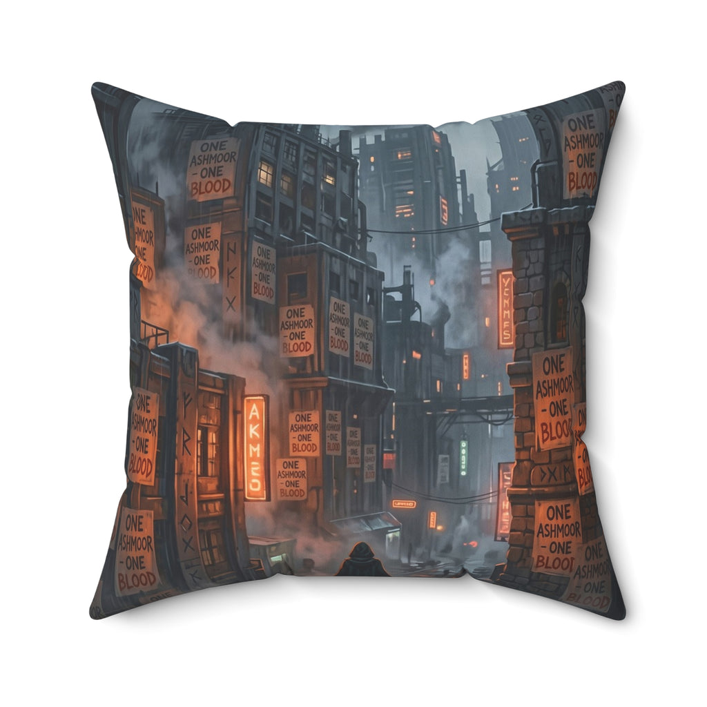 One Ashmoor One Blood Throw Pillow - Dark Fantasy City Accent Cushion