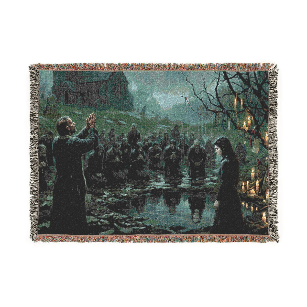 Gothic Lantern Procession Woven Blanket