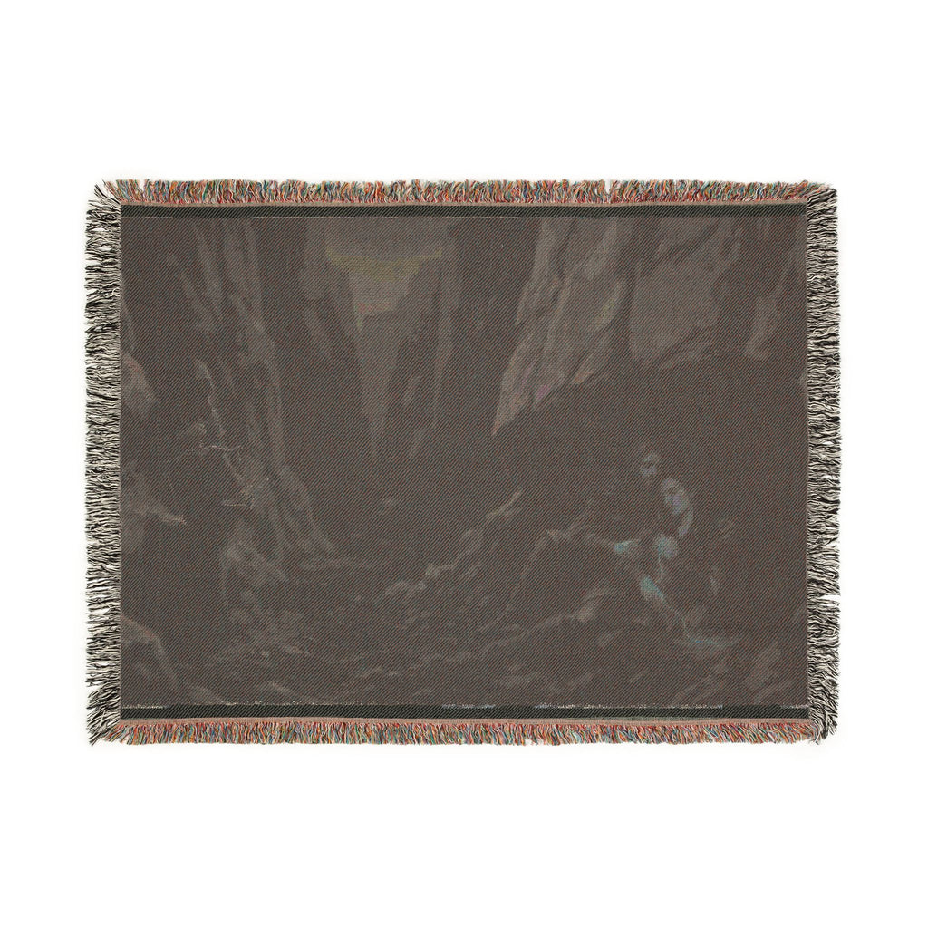 Gothic Cavern Woven Blanket — Dark Fantasy Cave Scene Throw