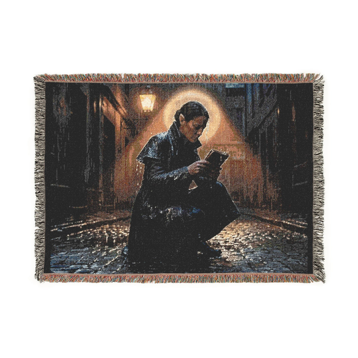 Sable in the Rain Woven Blanket — Cozy Night Reader Throw