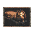 Woven Blanket — Cozy Fireplace & Lantern Scenic Throw