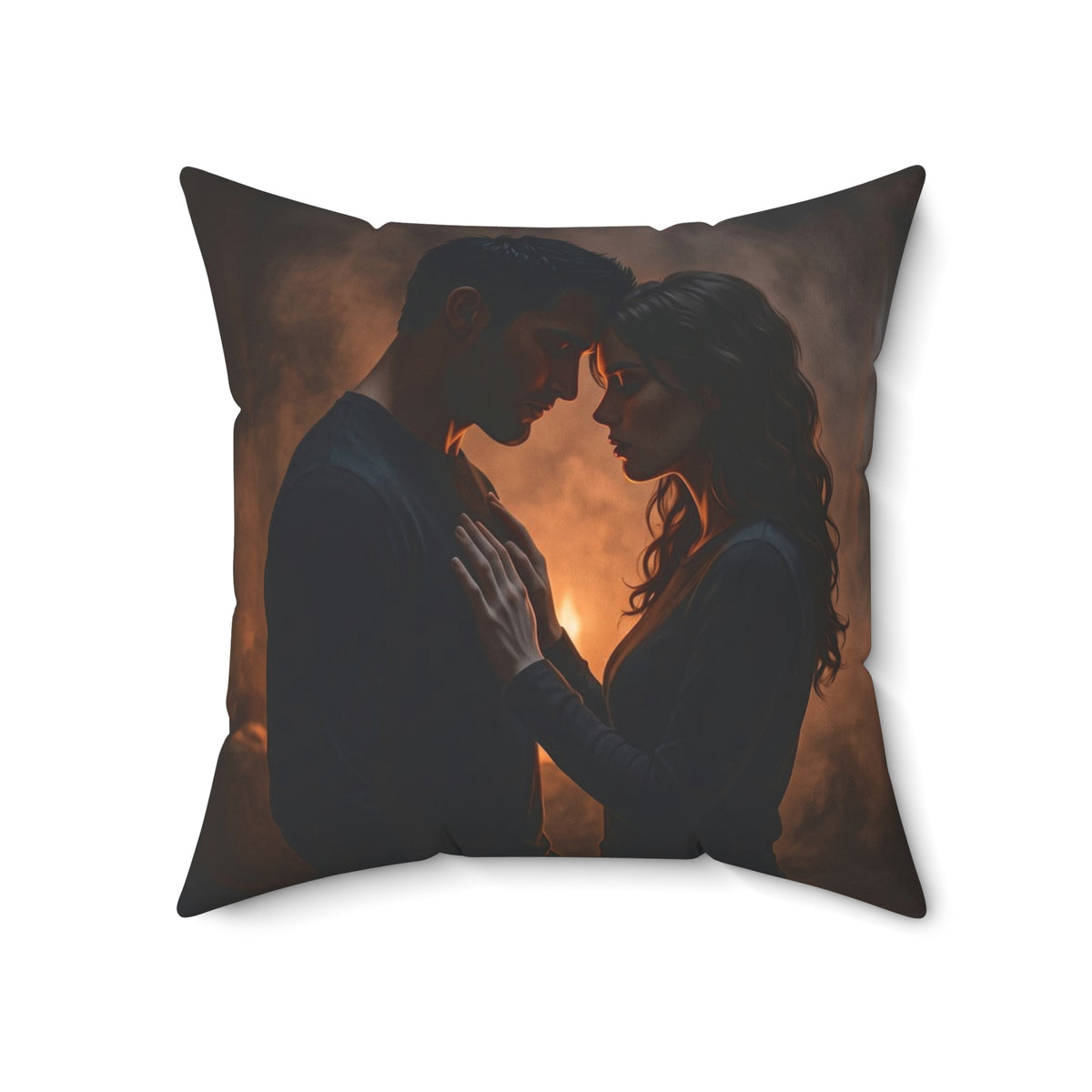 Two Shadows One Flame Throw Pillow - Dark Romance Accent Cushion