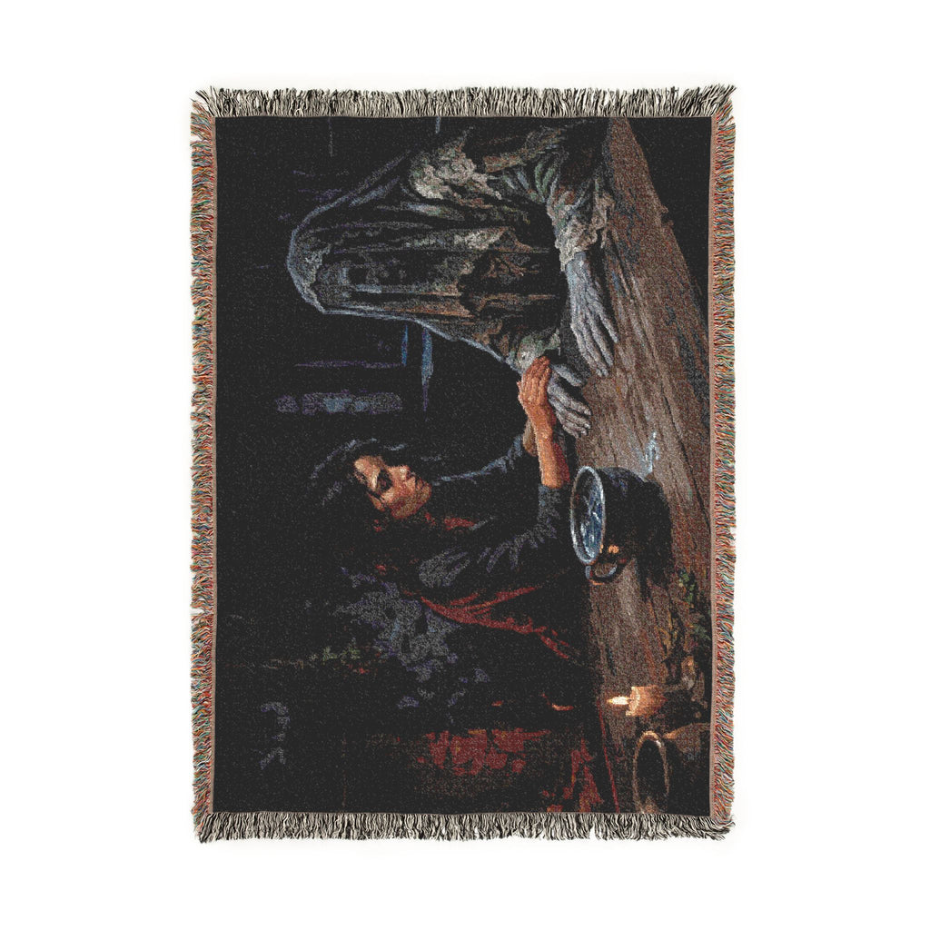 Shadowed Candlelight Woven Blanket — Witchy Occult Throw