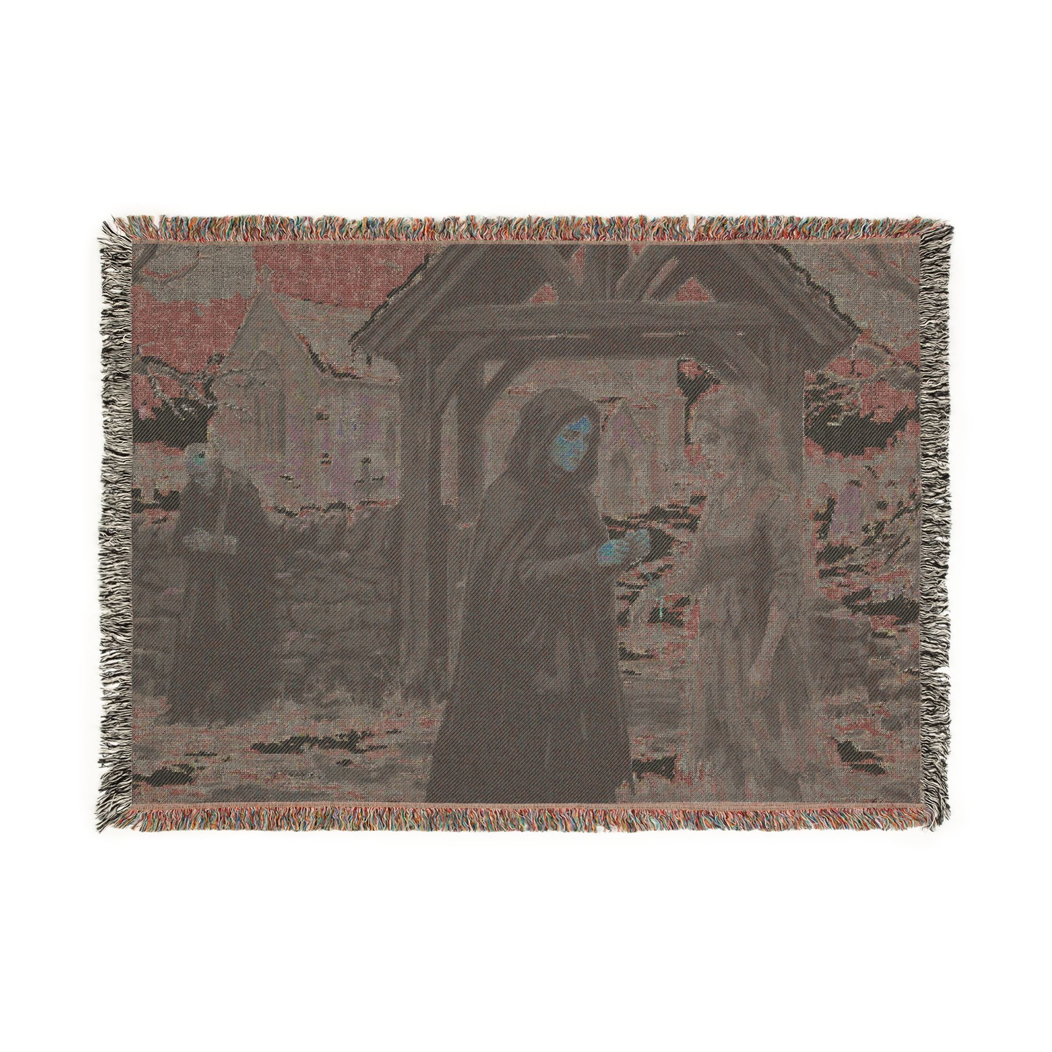 Woven Blanket — Vintage Winter Monastery Scene Throw