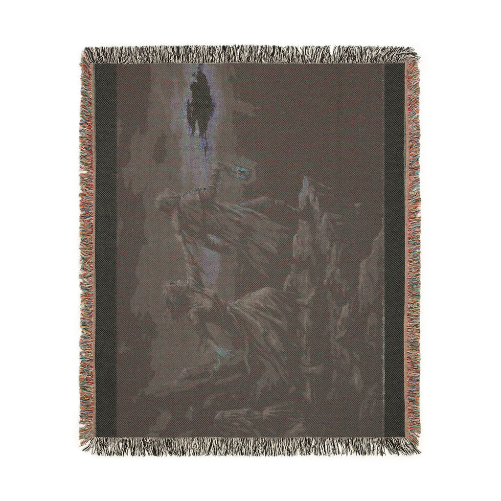 Grim Reaper Lantern Woven Blanket — Gothic Dark Fantasy Throw