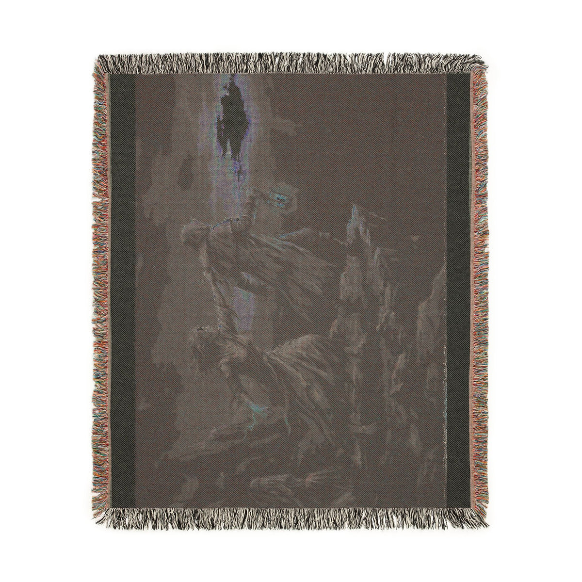 Grim Reaper Lantern Woven Blanket — Gothic Dark Fantasy Throw
