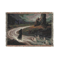 Woven Throw Blanket — Serene River Folklore Scene, Cozy Decorative Accent