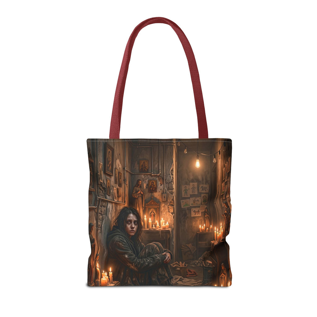 Candlelit Vigil Tote Bag - Gothic Shrine Dark Romance Book Bag