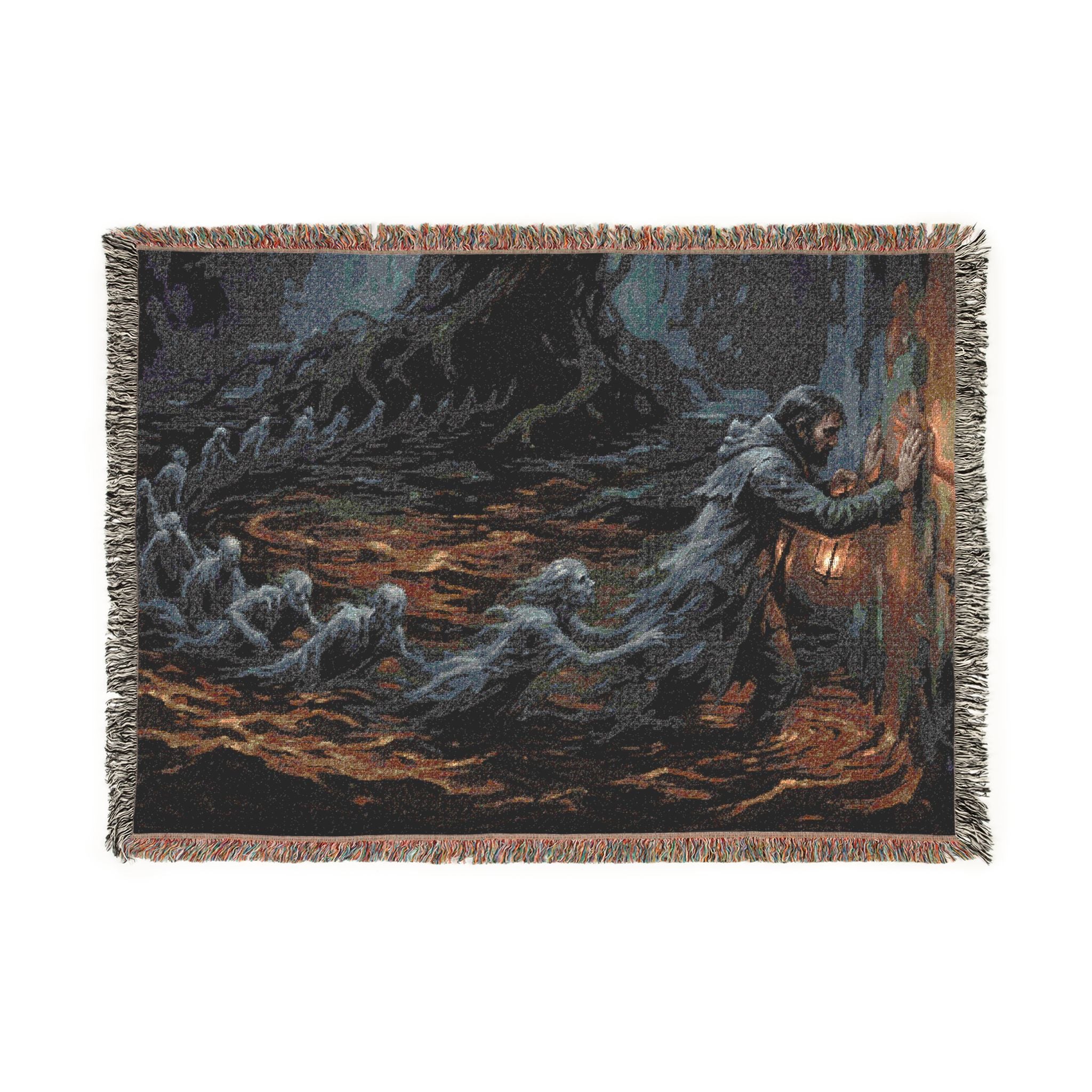 Gothic Lantern Woven Blanket – Haunted Traveler Throw