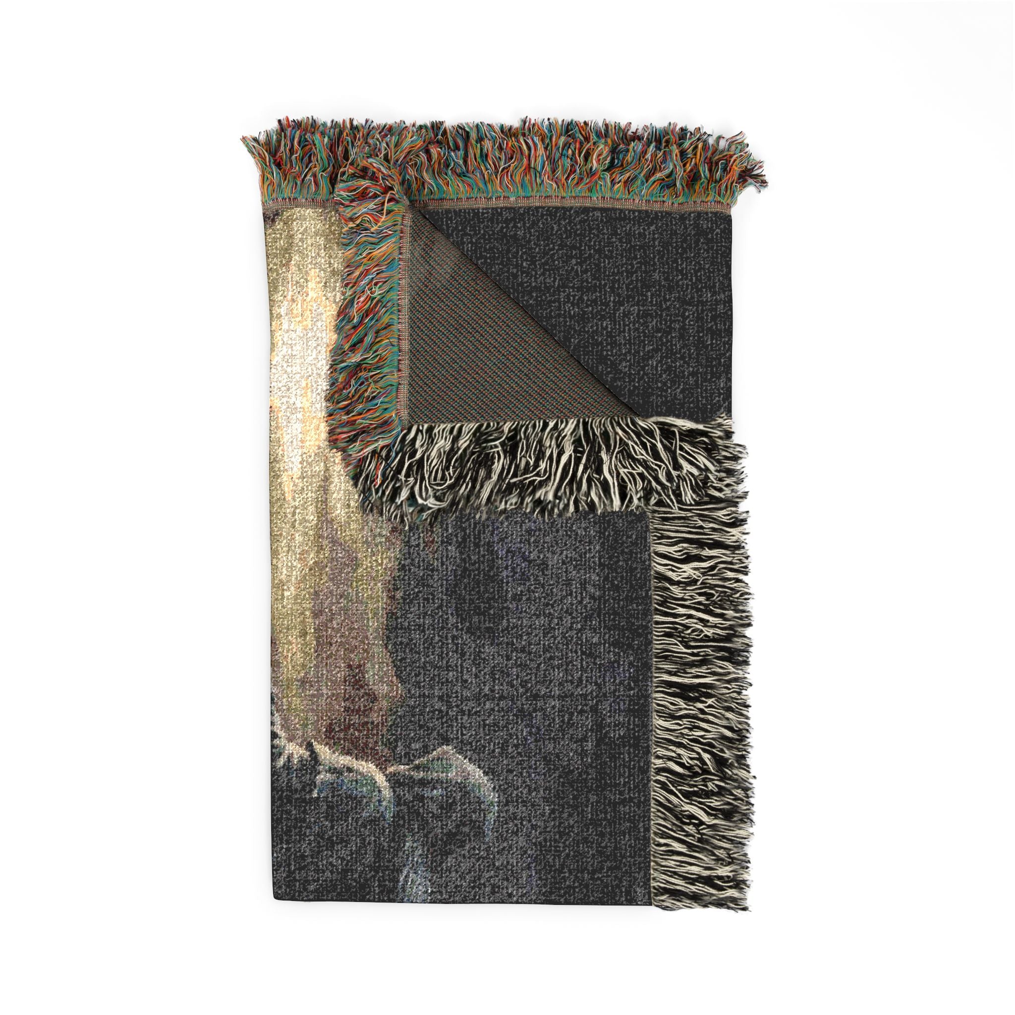 Grim Reaper Lantern Woven Blanket — Gothic Dark Fantasy Throw