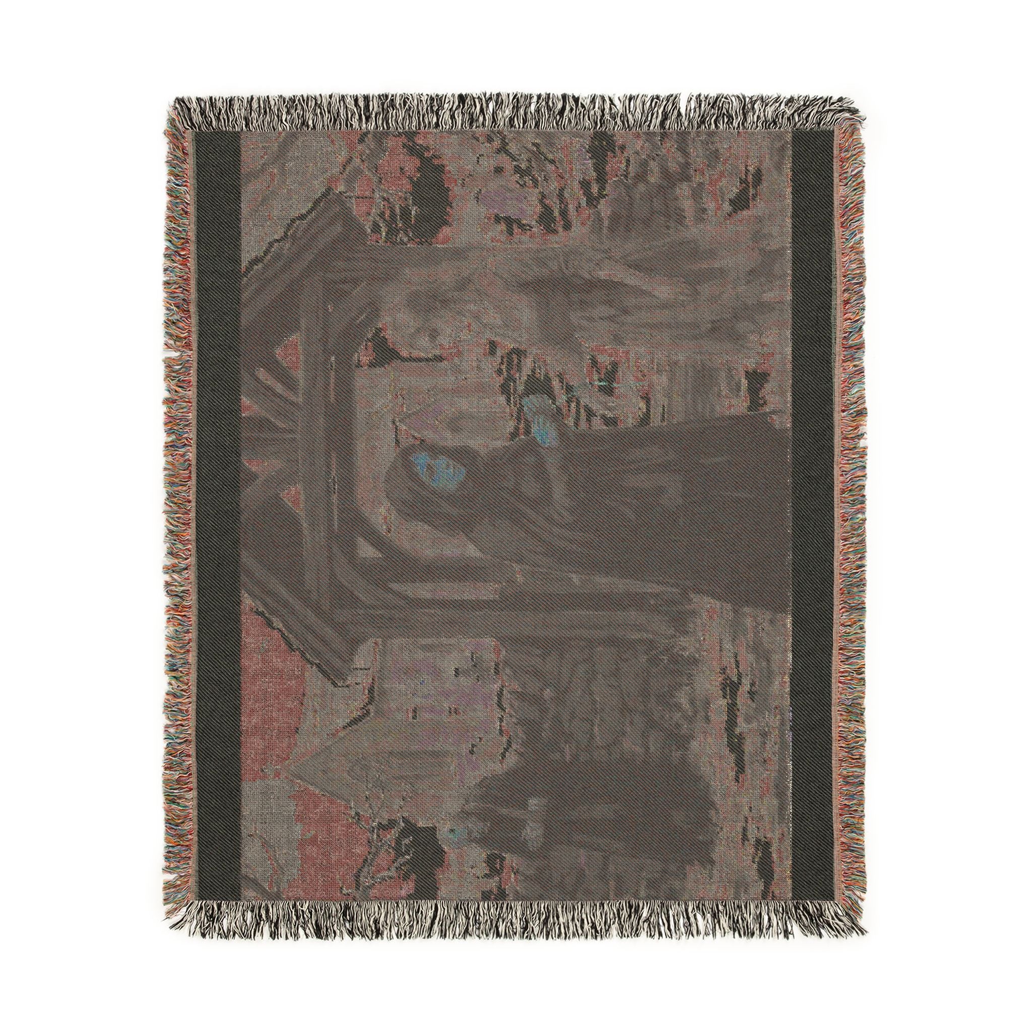 Woven Blanket — Vintage Winter Monastery Scene Throw