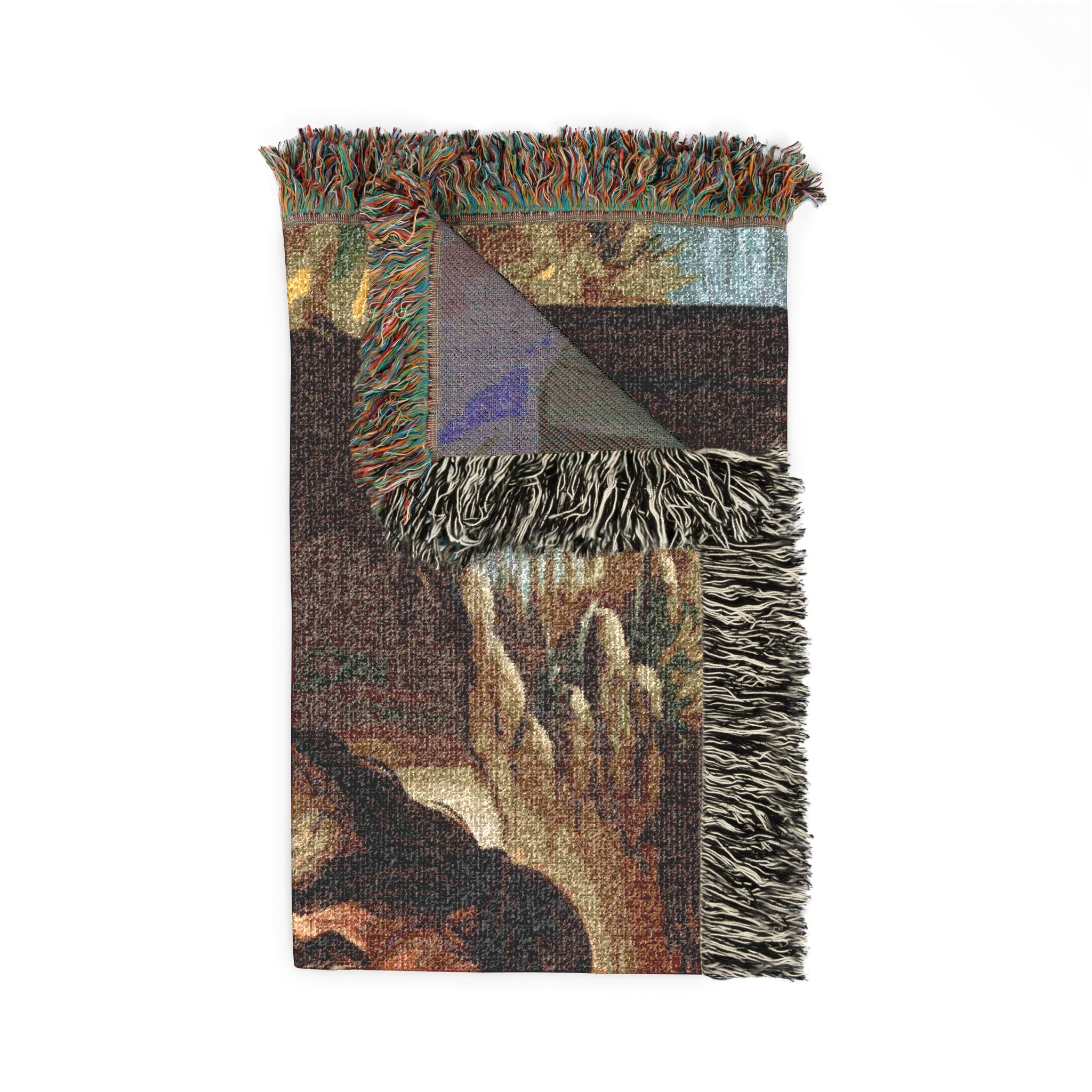 Religious Nativity Woven Blanket — Mary & Baby Jesus Tapestry Throw