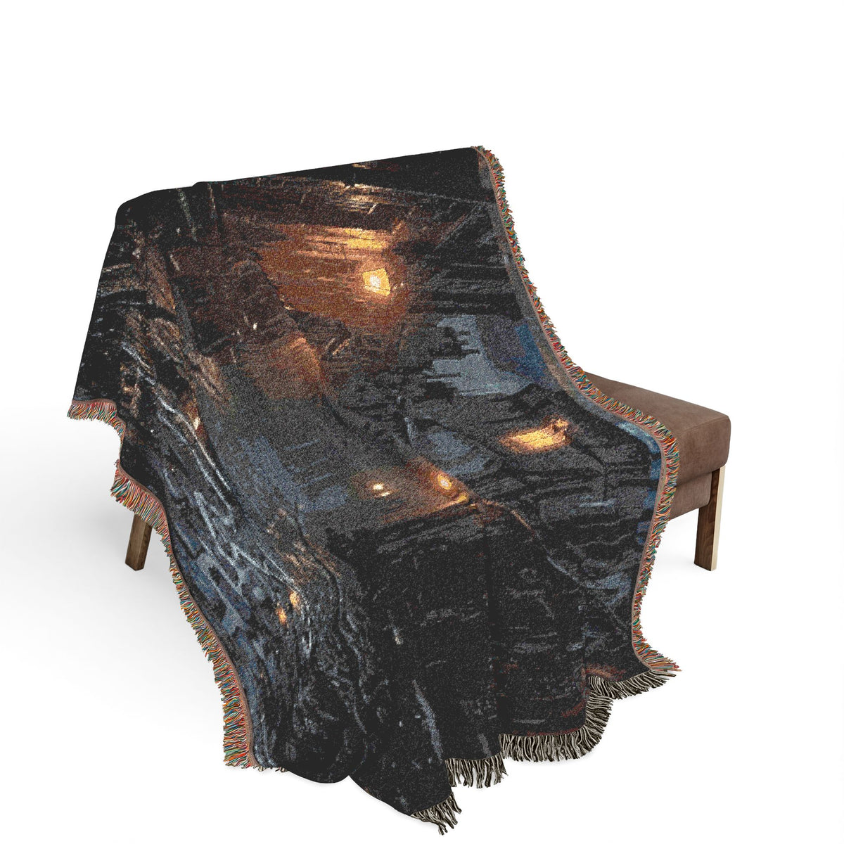 Candlelit Church Path Woven Blanket — Quiet Evening Prayer Throw