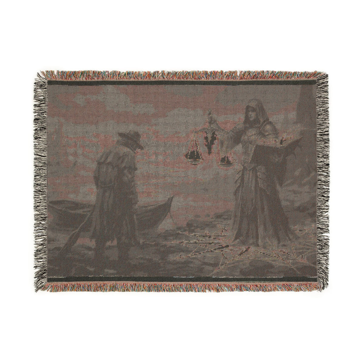 Old Sea Tale Woven Blanket — Viking Mythic Tapestry Throw