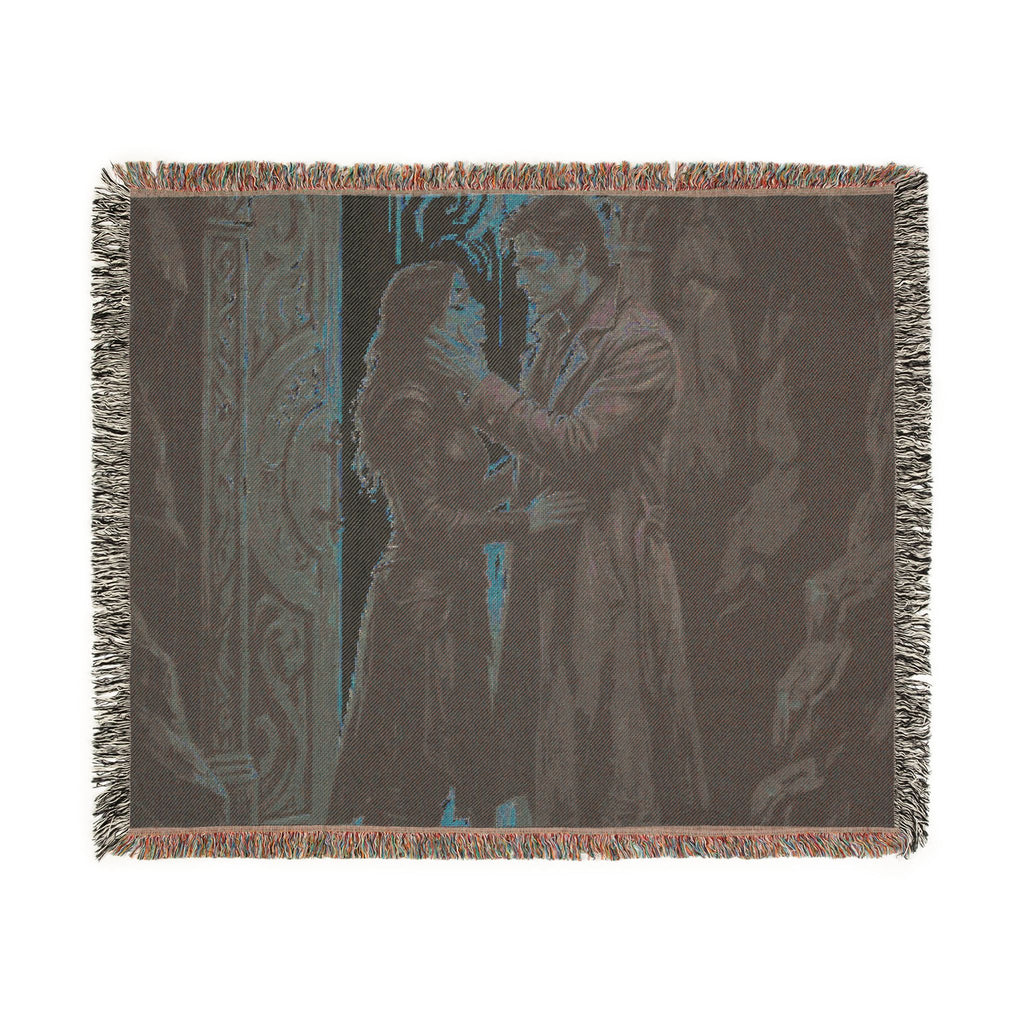 Romantic Medieval Couple Woven Blanket – Cozy Castle-Inspired Throw for Fans of Historical Romance