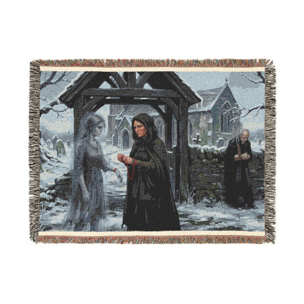 Woven Blanket — Vintage Winter Monastery Scene Throw