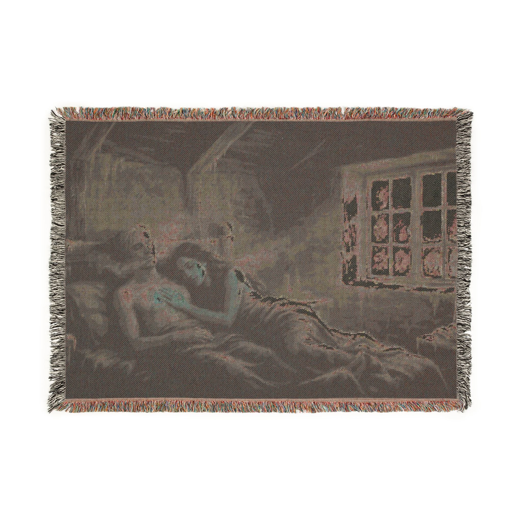 Moonlit Room Woven Blanket — Romantic Cottagecore Interior Throw