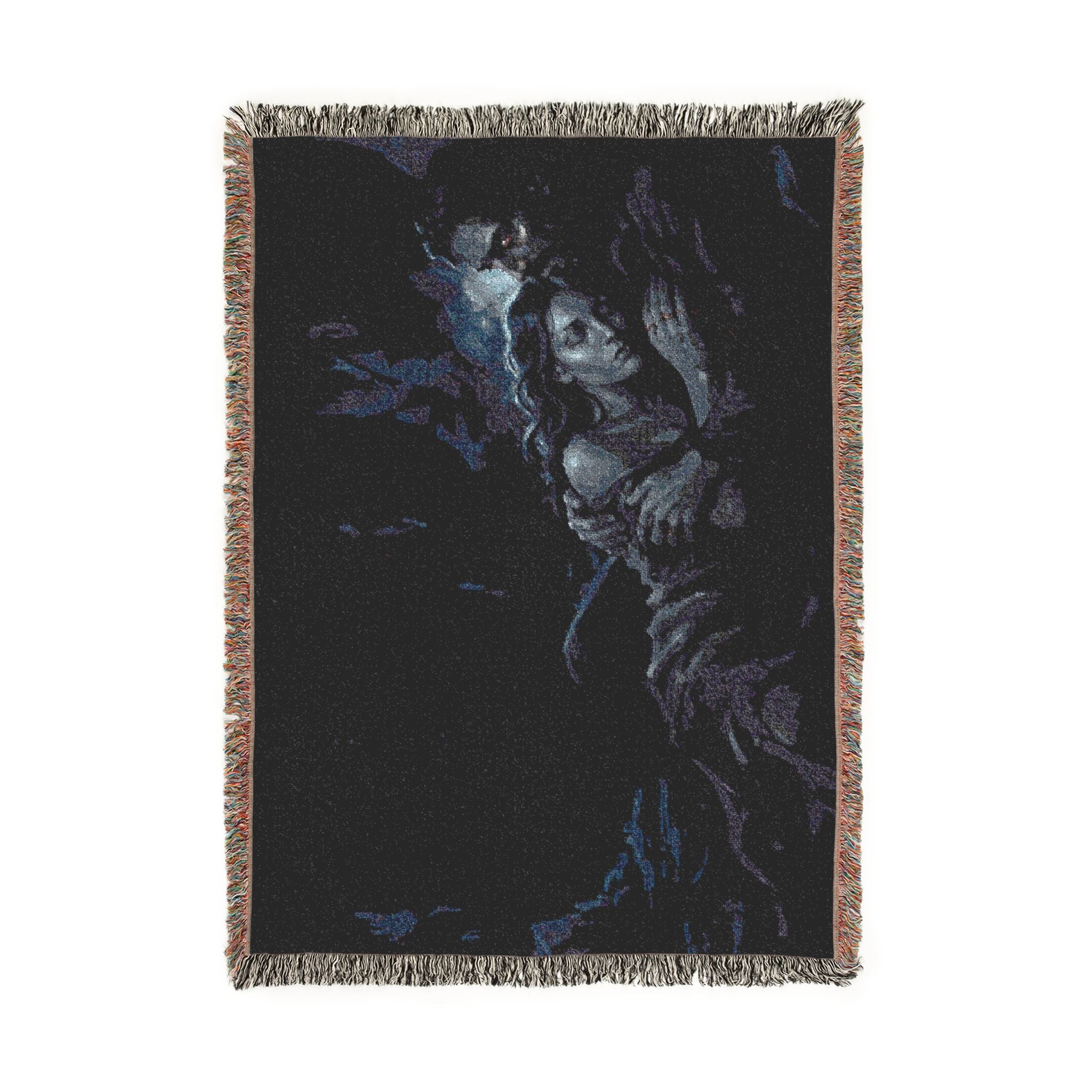 Moonlit Embrace Woven Blanket — Gothic Lovers Frostbound Night Throw