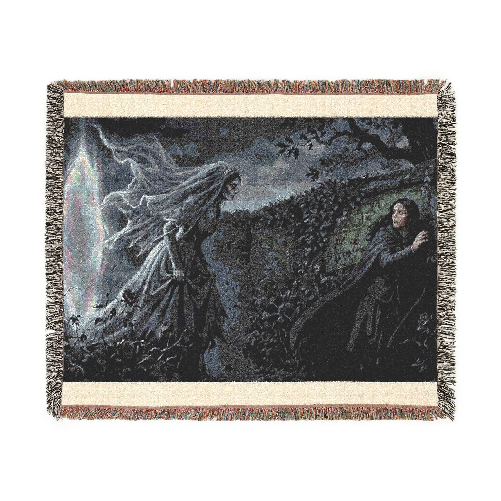 Midnight Ink Woven Blanket — Occult Mystic Tapestry Throw