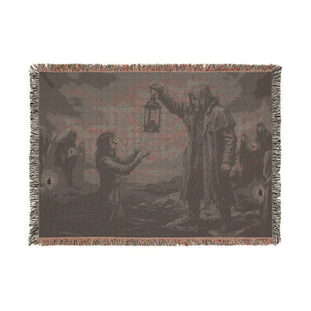 Lantern Light Woven Blanket — Gothic Reaching Hands Occult Throw