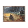 Mythic Sea Woven Blanket — Odin and Valkyrie Nordic Landscape Throw
