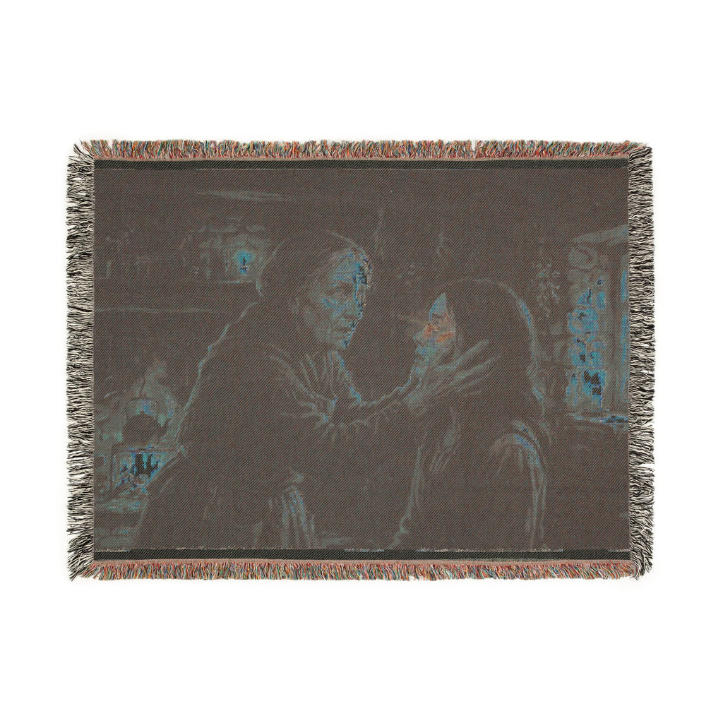 Candlelit Study Woven Blanket — Gothic Occult Reading Throw