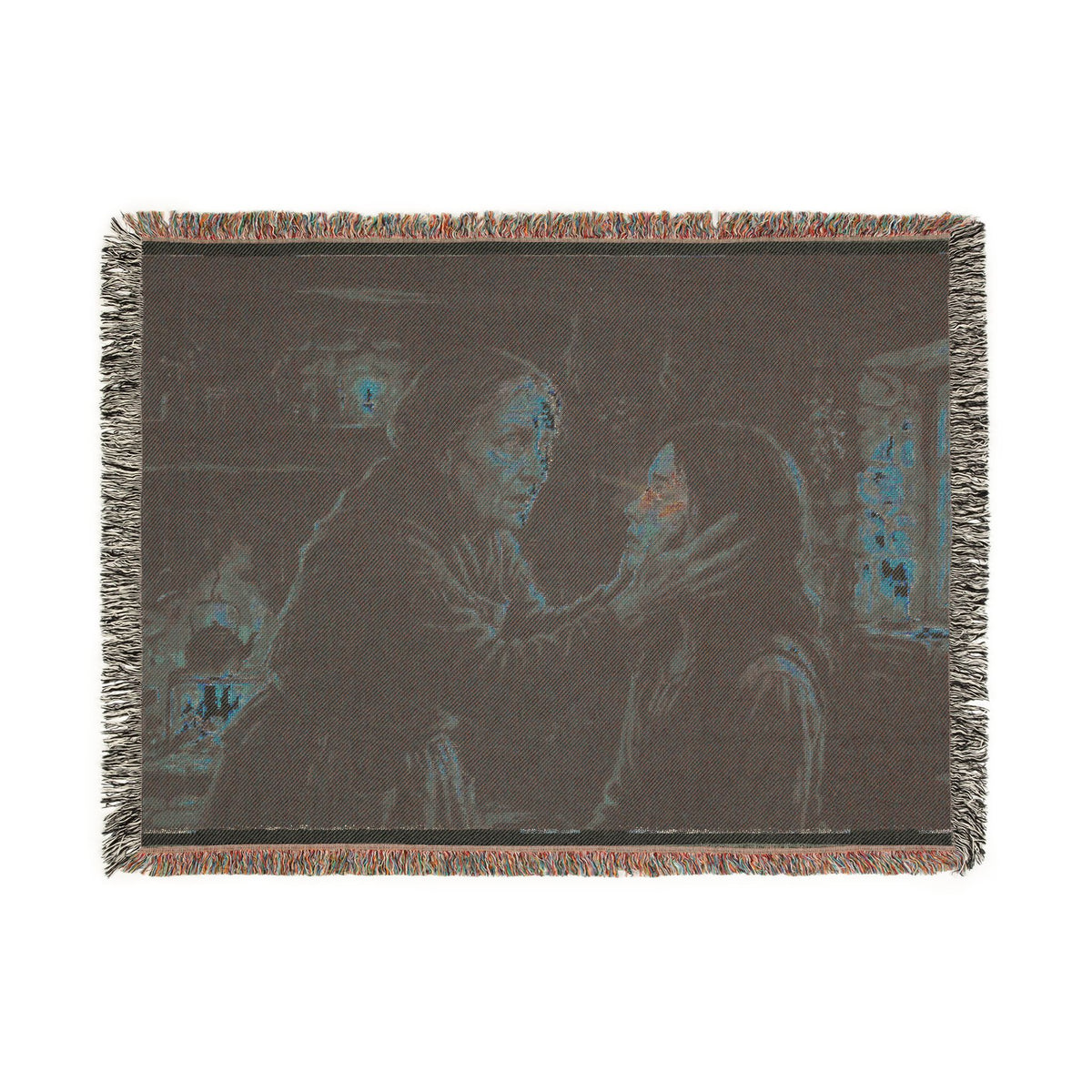 Candlelit Study Woven Blanket — Gothic Occult Reading Throw