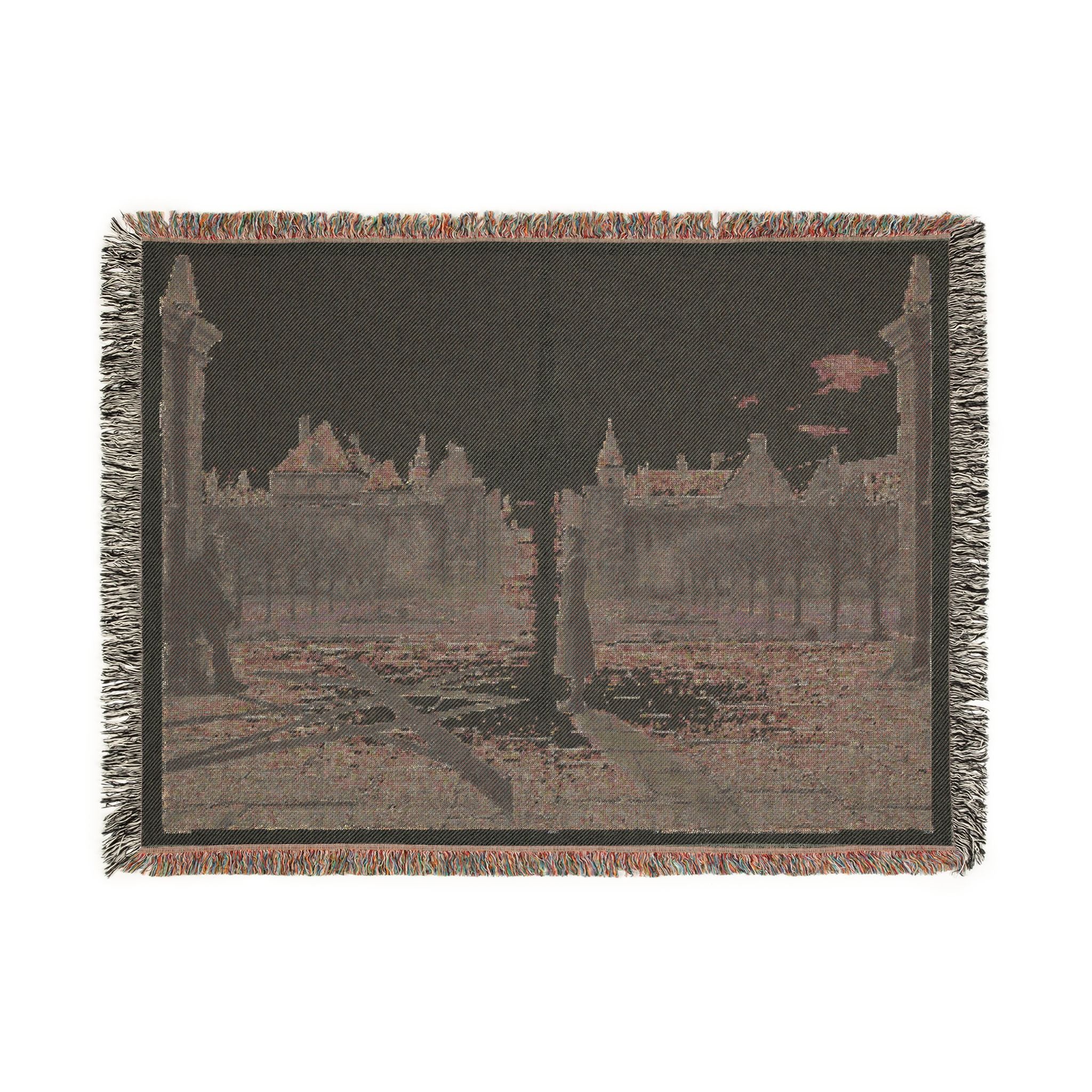 Woven Blanket — Cityscape Night & Dawn Tapestry Throw