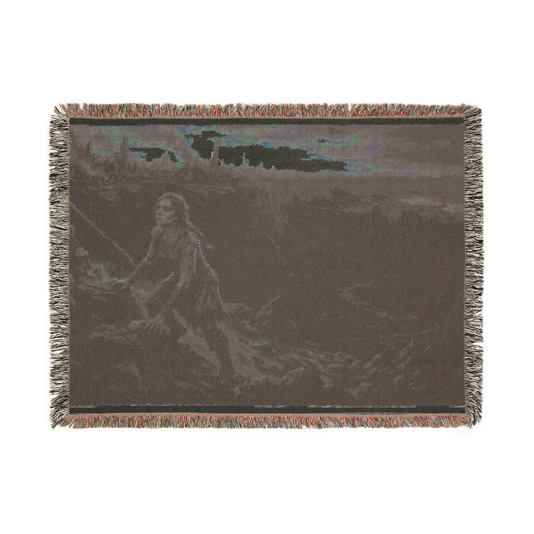 Viking Fisherman Woven Blanket – Norse Coastal Landscape Throw