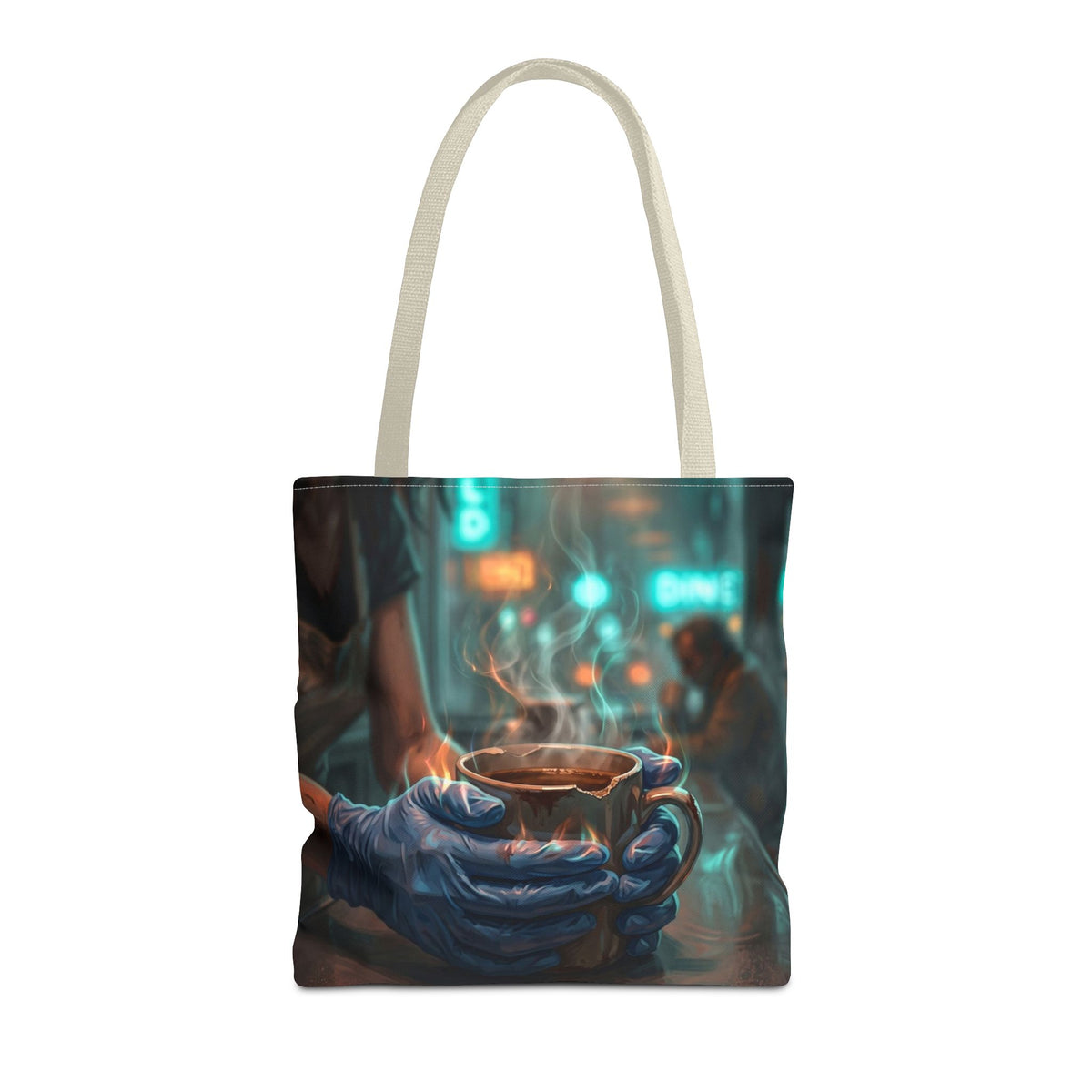 Cold Hands Warm Cup Tote Bag - Cozy Noir Diner Book Bag