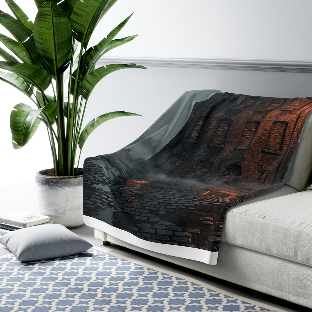 Ashmoor River Packing Sherpa Fleece Blanket - Gothic Industrial Throw