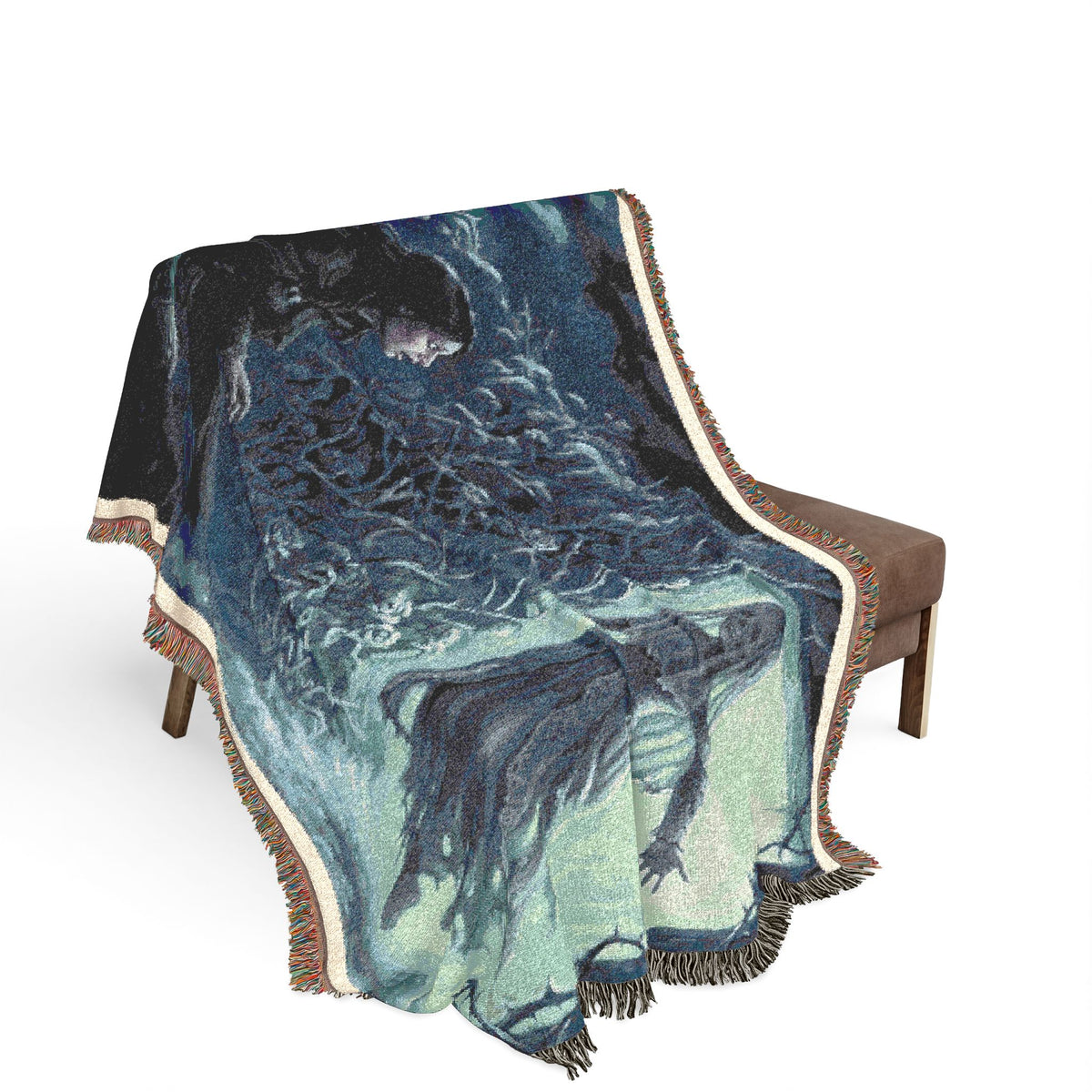 Gothic Mirror Woven Blanket — Haunting Phantom Reflection Throw