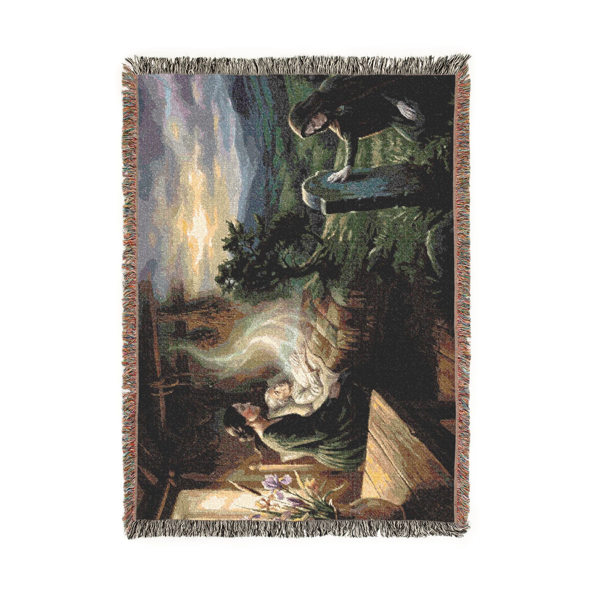 Nativity Scene Woven Throw Blanket — Classic Christmas Religious Home Decor