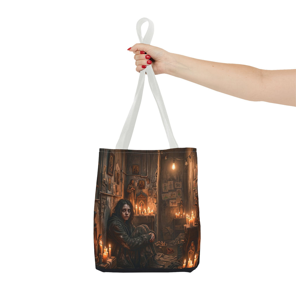 Candlelit Vigil Tote Bag - Gothic Shrine Dark Romance Book Bag