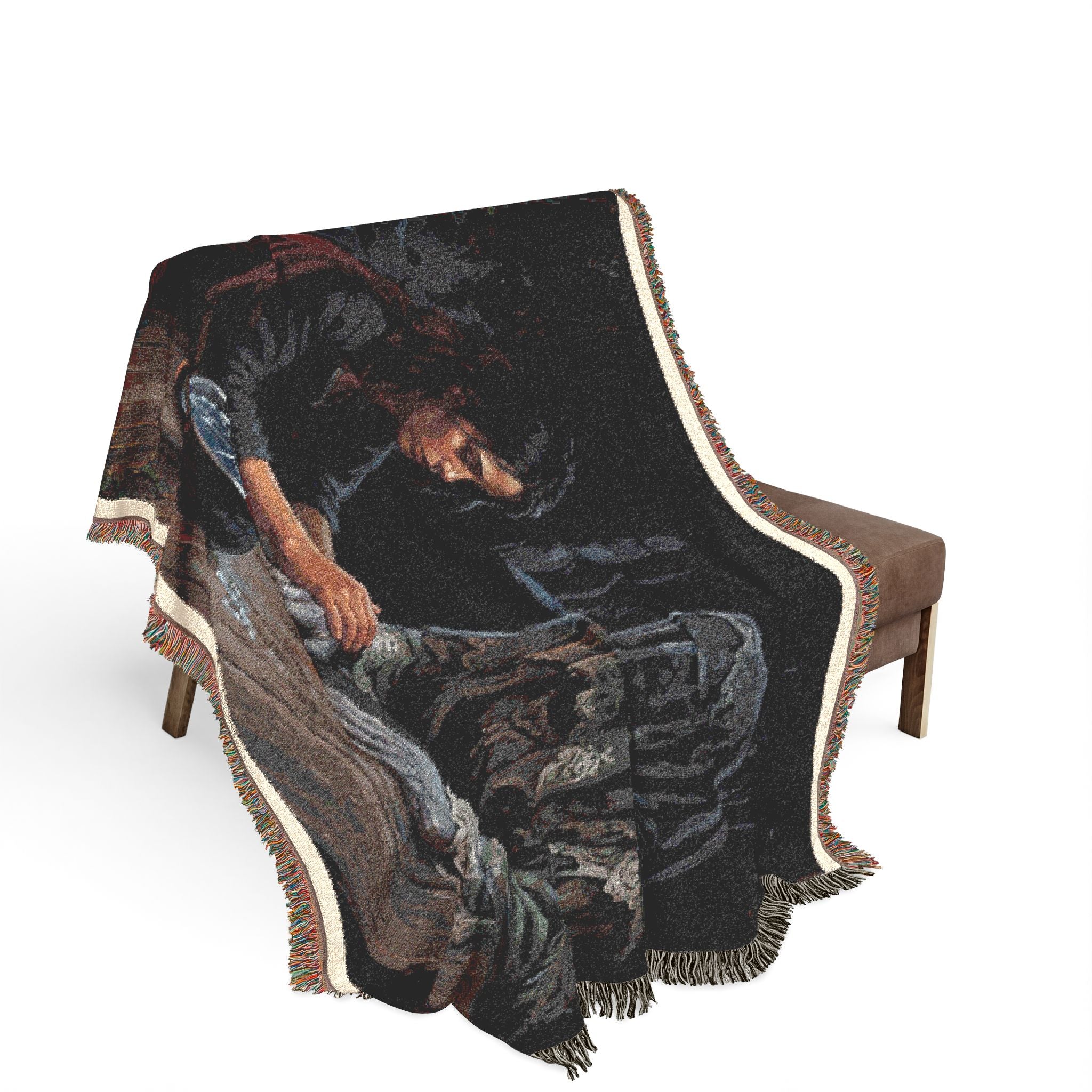 Shadowed Candlelight Woven Blanket — Witchy Occult Throw