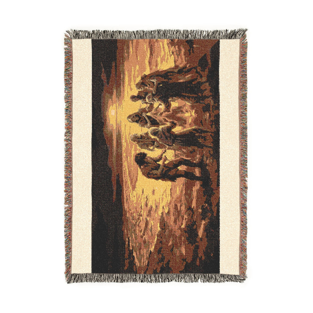 Nativity Scene Woven Blanket - Rustic Christmas Throw