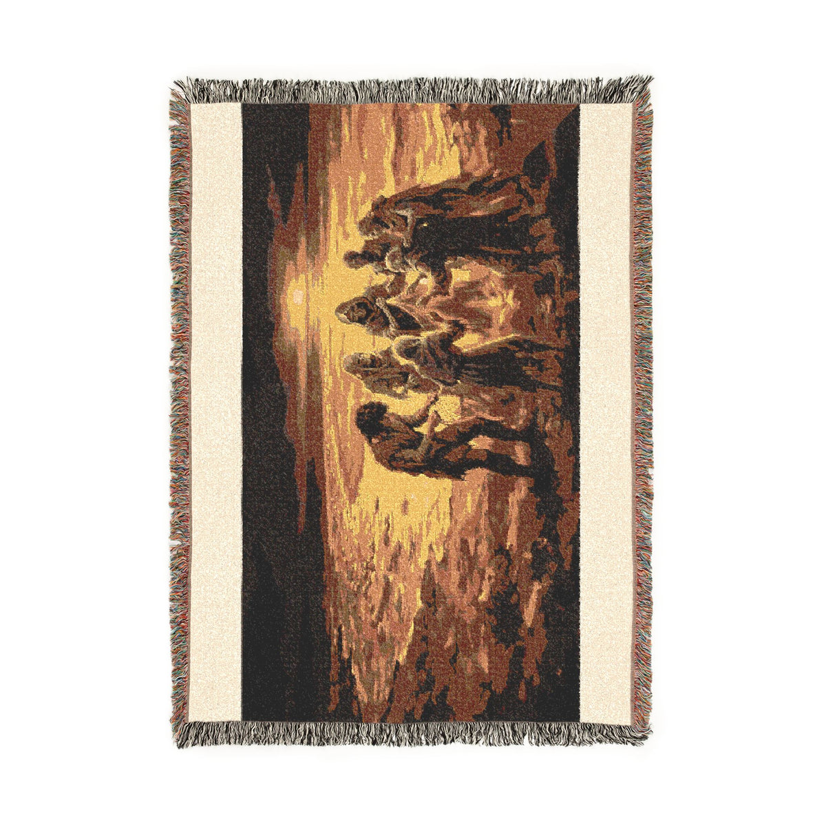 Nativity Scene Woven Blanket - Rustic Christmas Throw