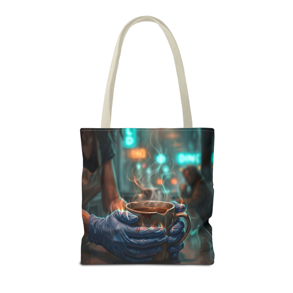 Cold Hands Warm Cup Tote Bag - Cozy Noir Diner Book Bag