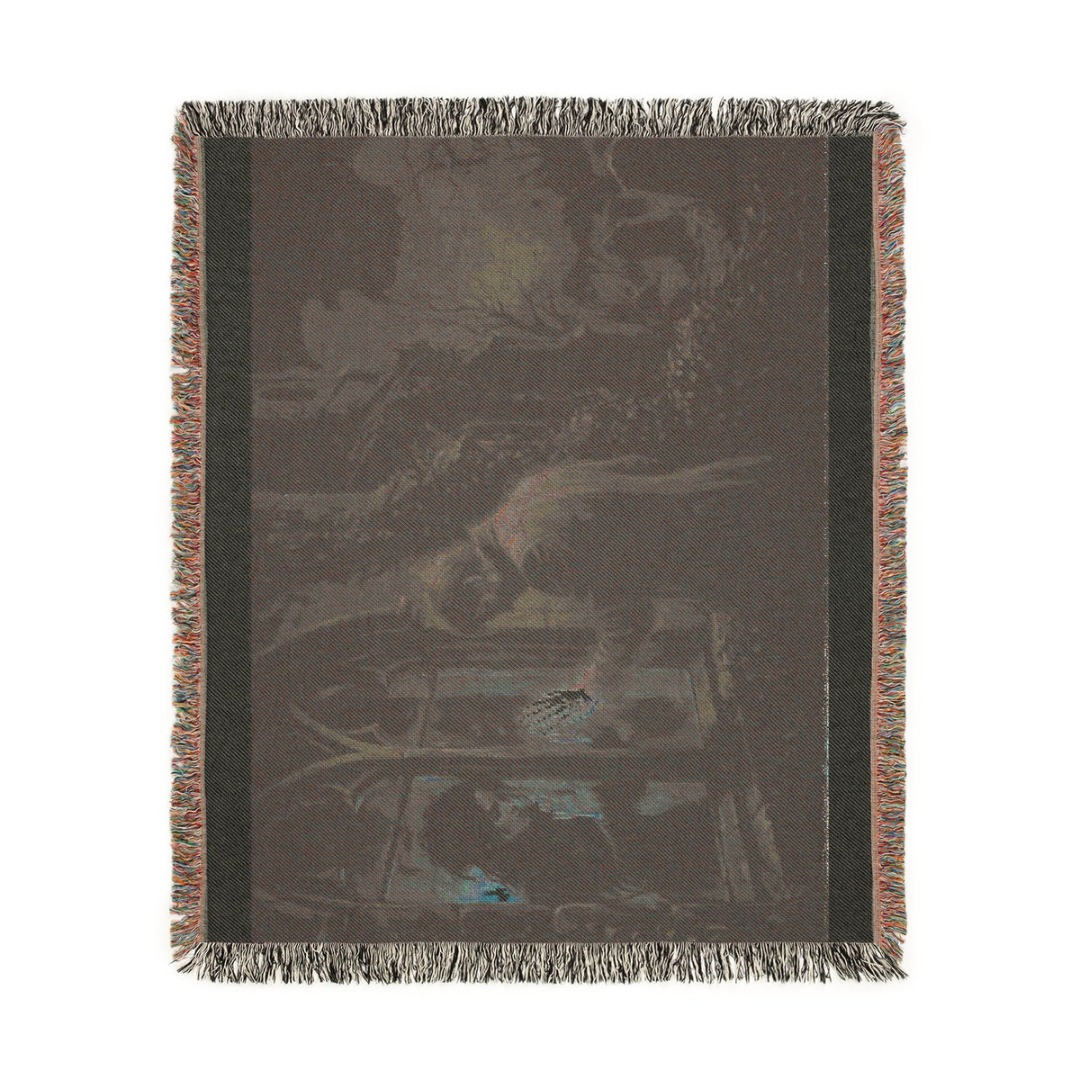 Gothic Cathedral Woven Blanket — Mystical Night Cloister Throw