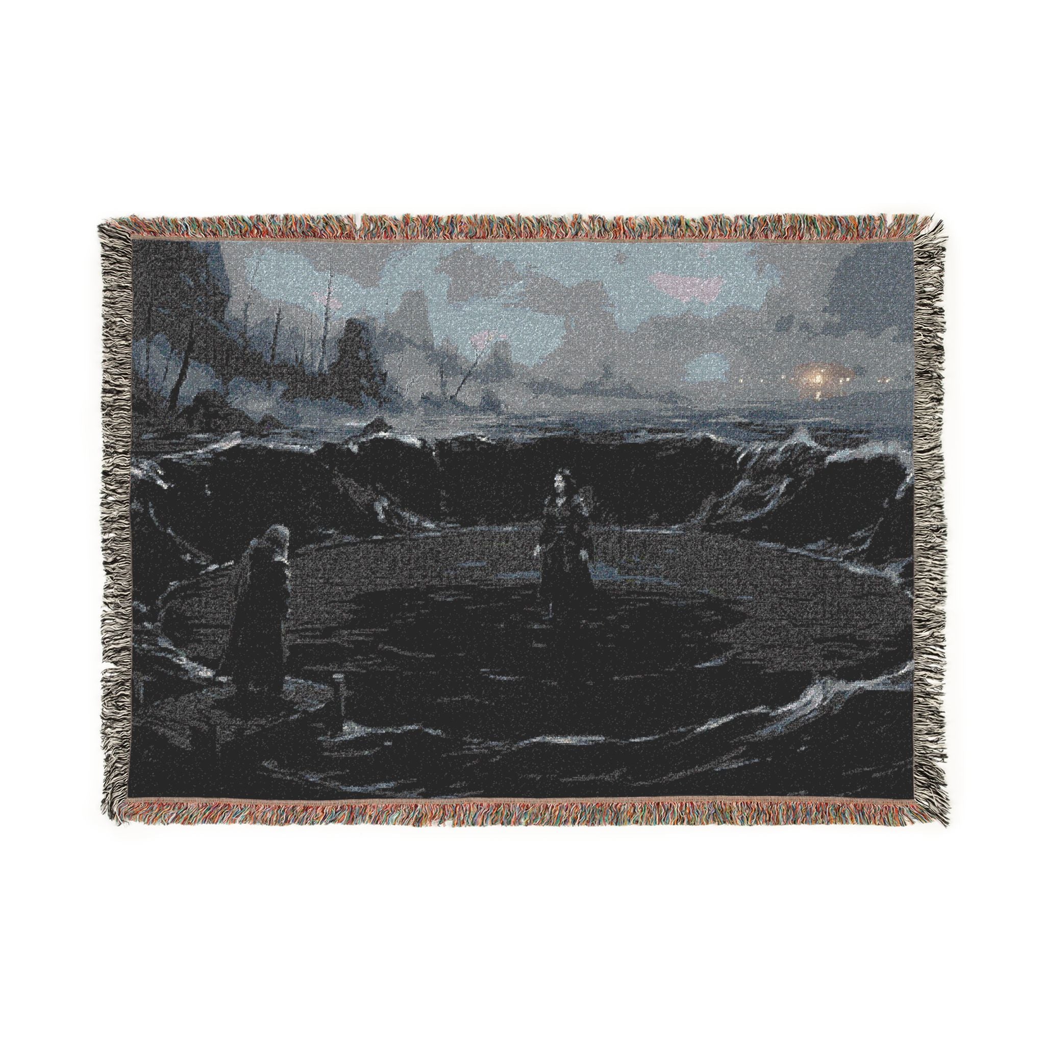 Ocean Night Woven Blanket — Moody Seascape Throw for Coastal Decor & Gift