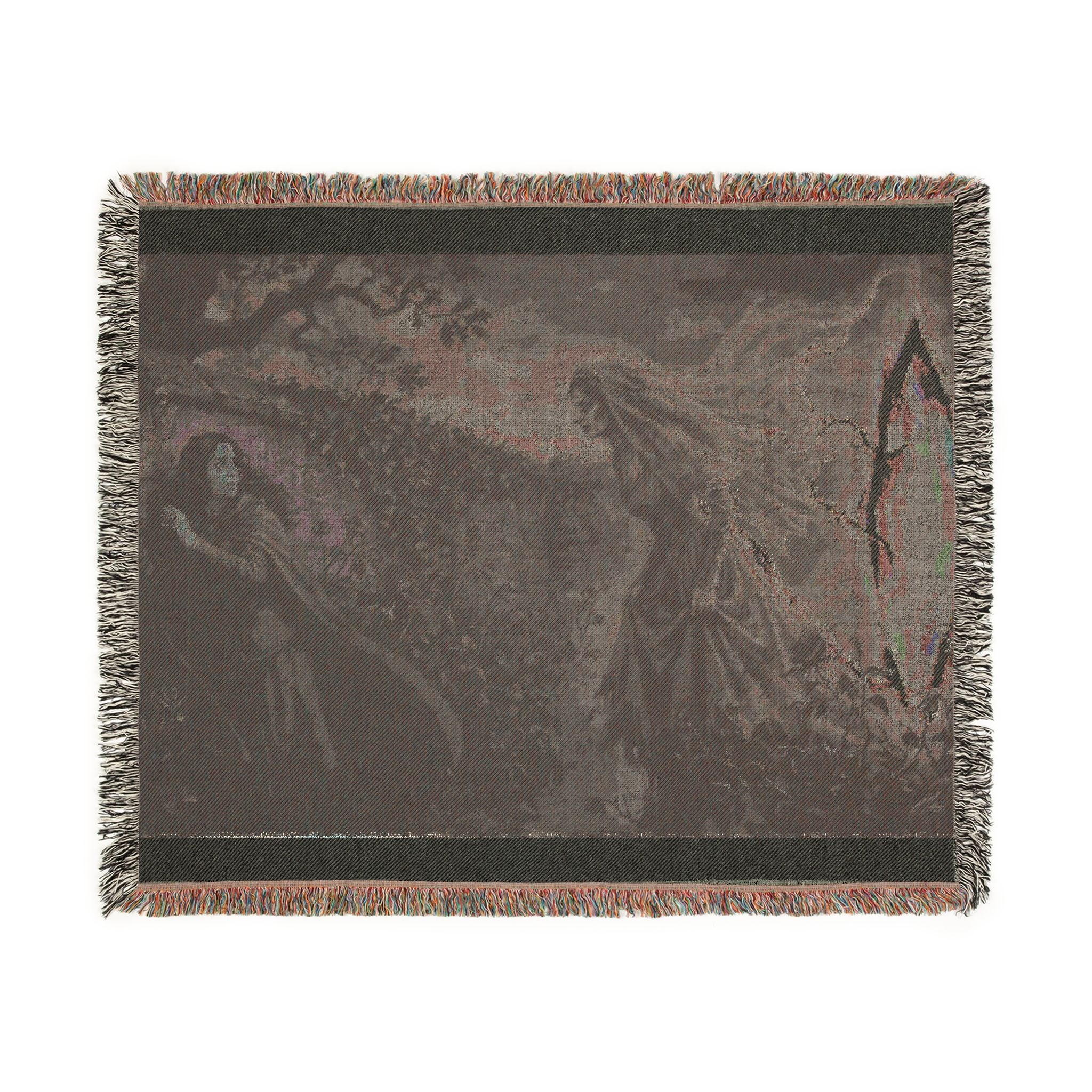 Midnight Ink Woven Blanket — Occult Mystic Tapestry Throw