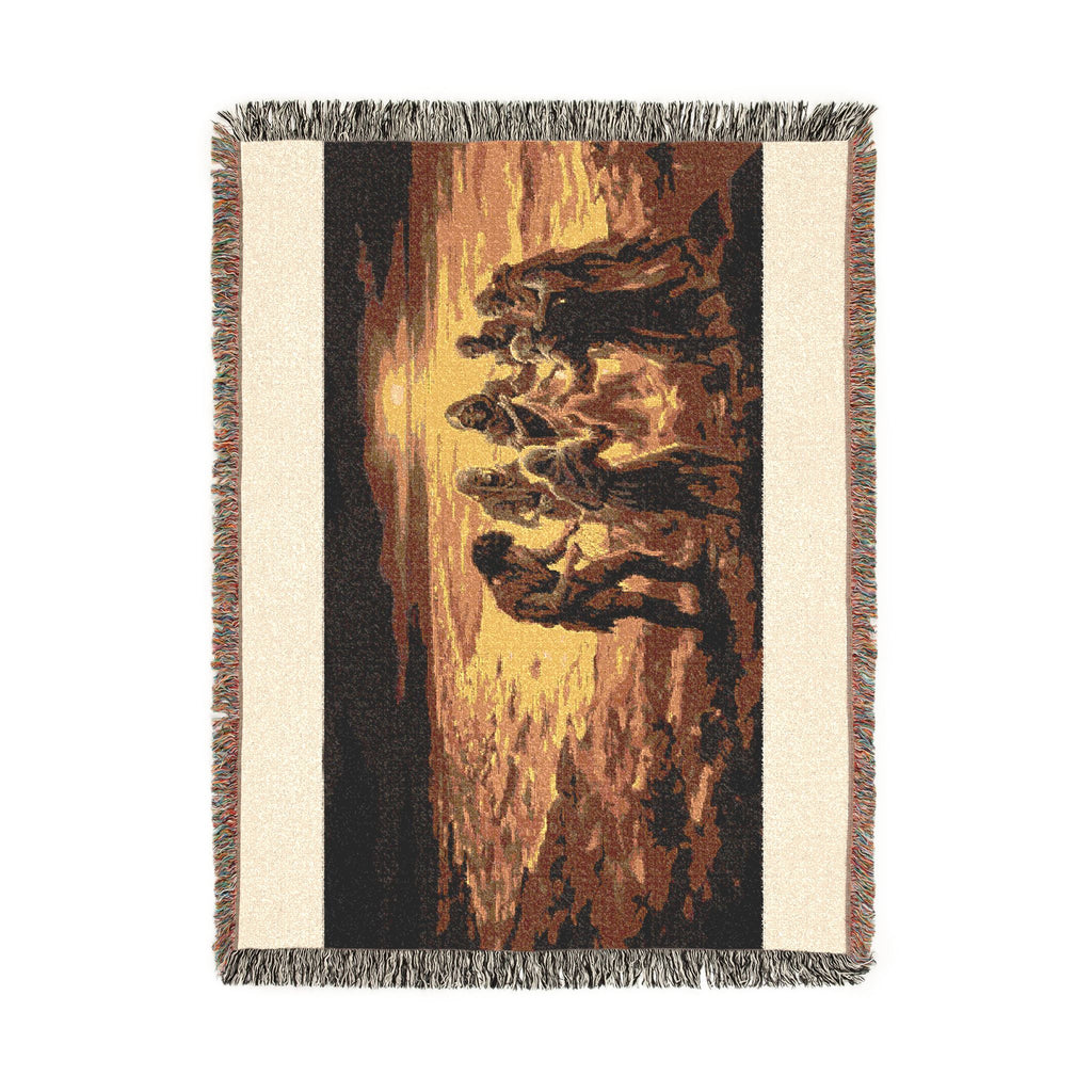 Nativity Scene Woven Blanket - Rustic Christmas Throw
