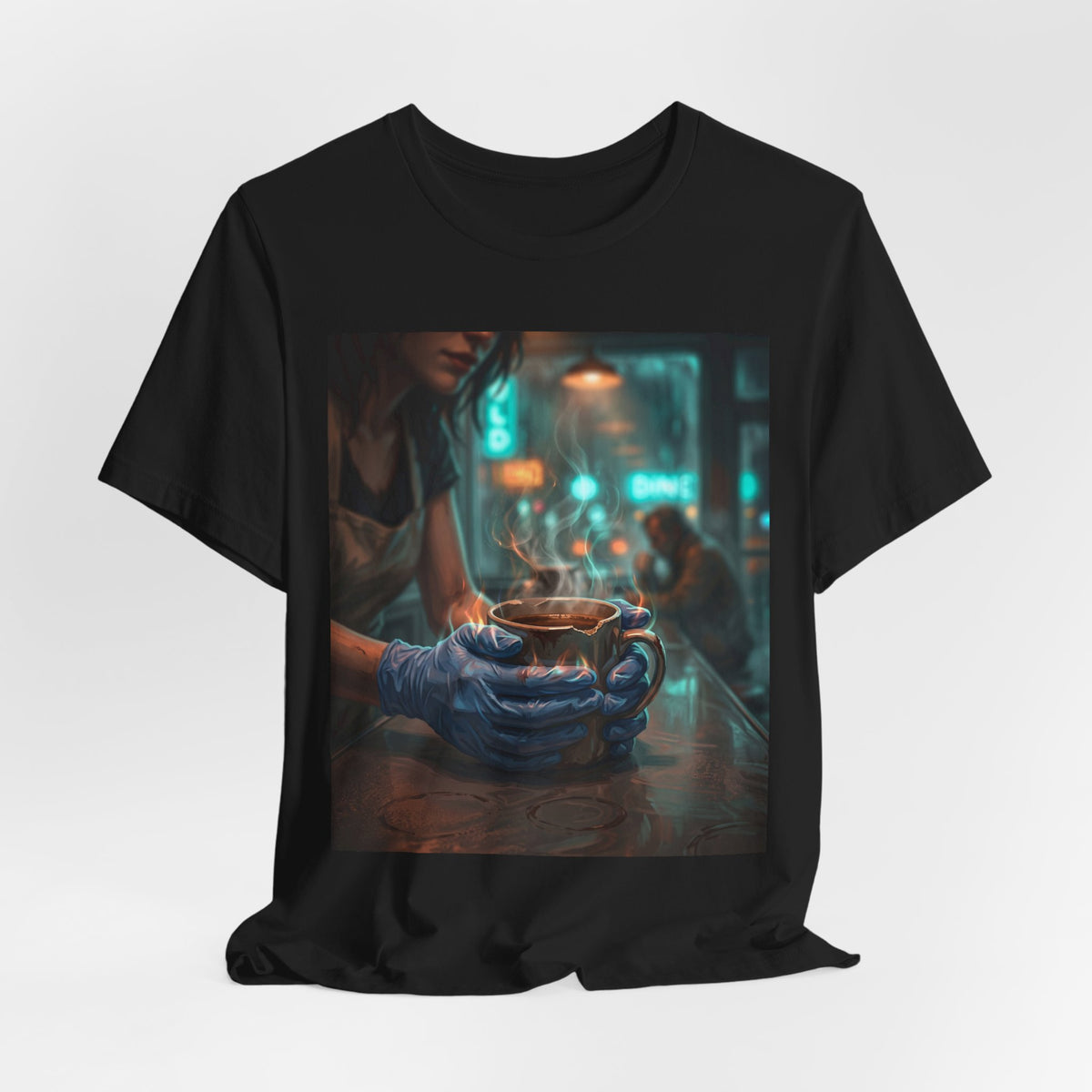 Cold Hands Warm Cup T-Shirt - Cozy Noir Diner Bookish Tee