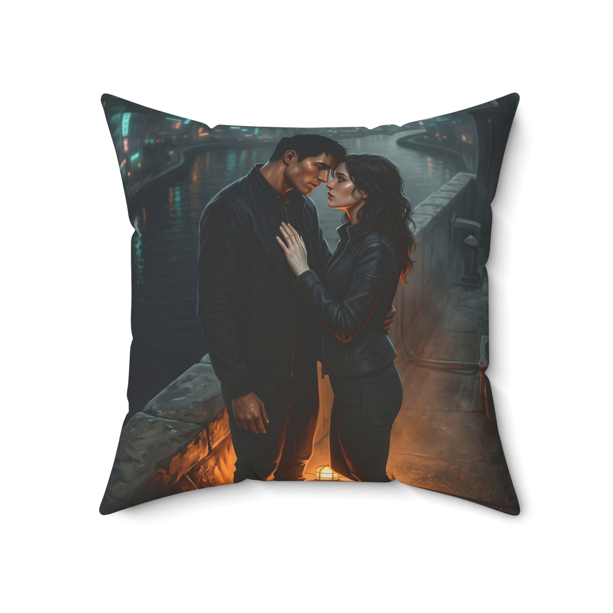 Rooftop Vow Throw Pillow - Dark Fantasy Romance Accent Cushion