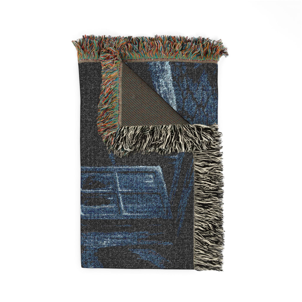 Moonlit Window Woven Blanket — Romantic Vintage Couple Throw