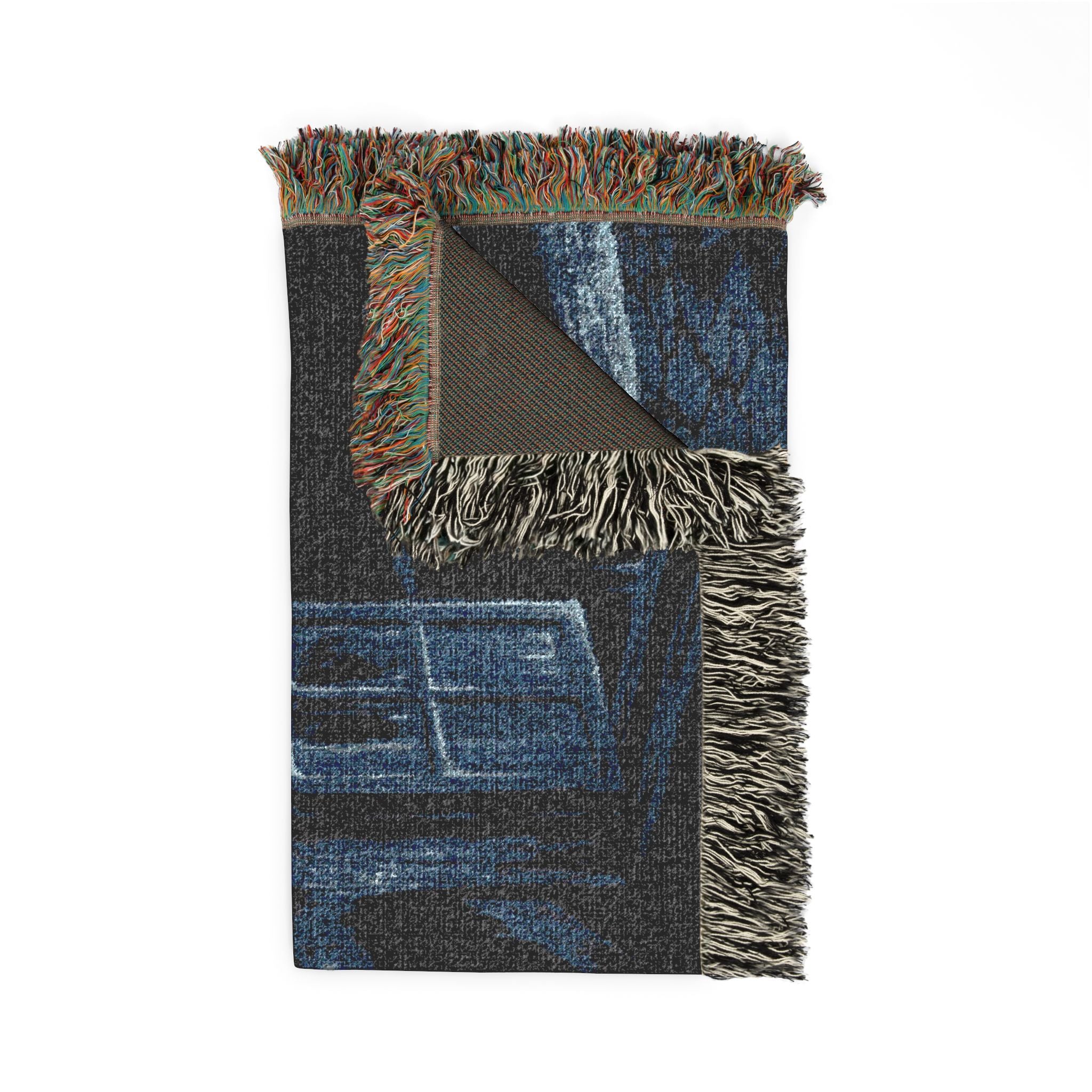 Moonlit Window Woven Blanket — Romantic Vintage Couple Throw