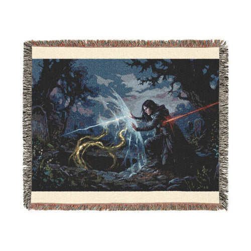 Dragon Knight Woven Blanket – Fantasy Battle Tapestry Throw