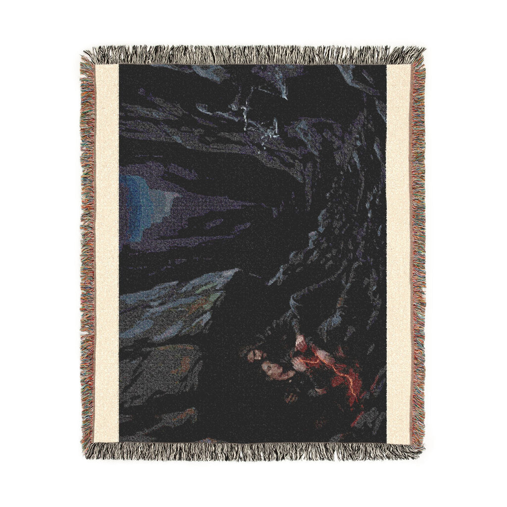 Gothic Cavern Woven Blanket — Dark Fantasy Cave Scene Throw