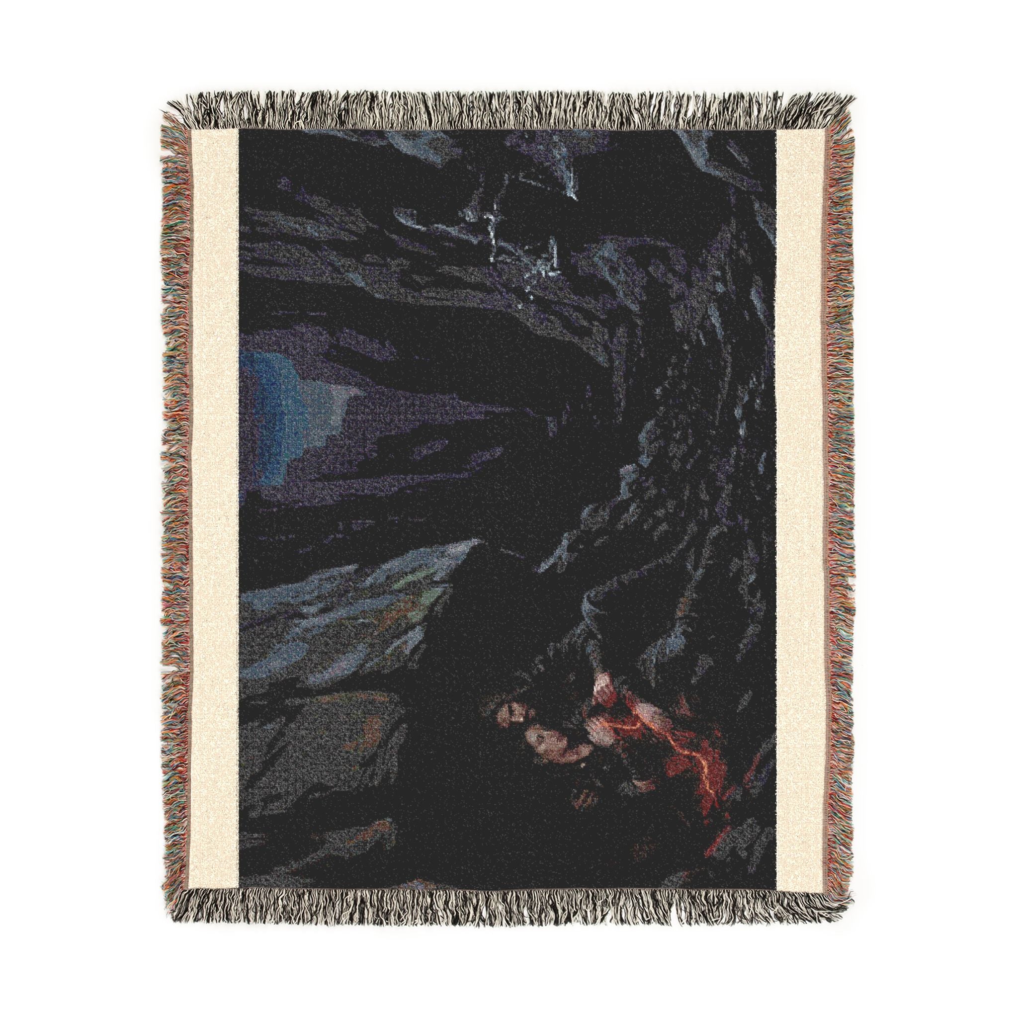 Gothic Cavern Woven Blanket — Dark Fantasy Cave Scene Throw